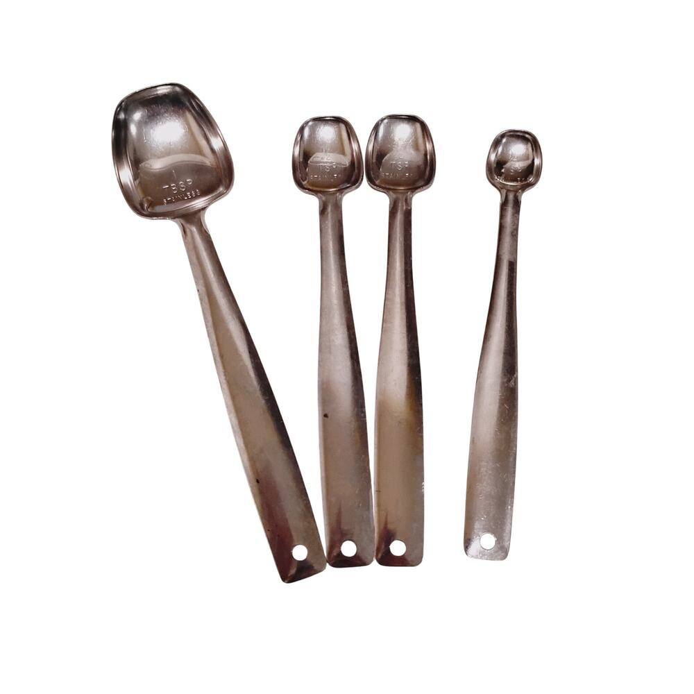Stainless Steel Nesting Measuring Spoons 1 TBS 1/2 Tsp x2  1/4 Tsp Set Unbranded